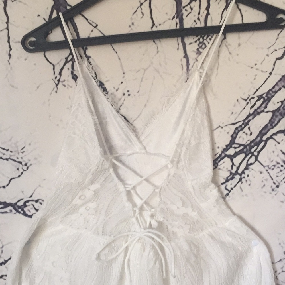 White Lacey Lace Up Dress